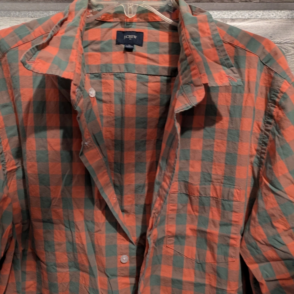 Orange and Gray Checkered Button-Up Shirt Size Xl - Picture 3 of 5
